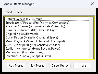 Audio Effects Manager